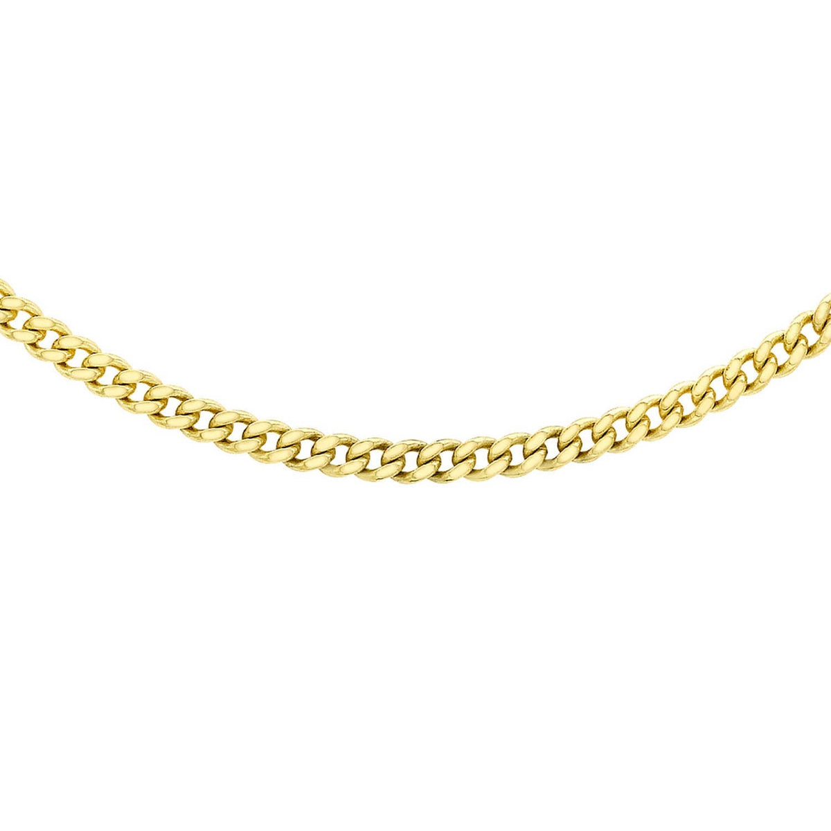 9ct Yellow Gold Solid Cut Curb Chain 50cm