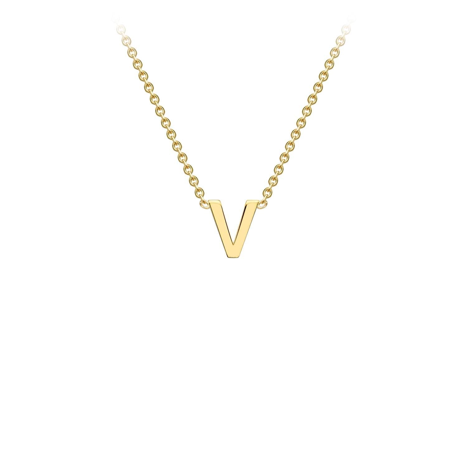 9ct Yellow Gold 'V' Initial Adjustable Letter Necklace 38/43cm