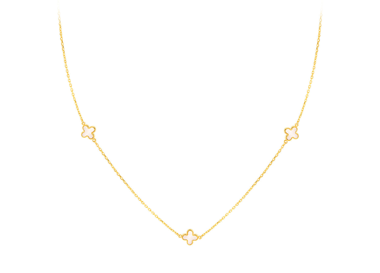 9ct Yellow Gold 3 Mother-of-Pearl Petal Necklace 40-42.5 cm