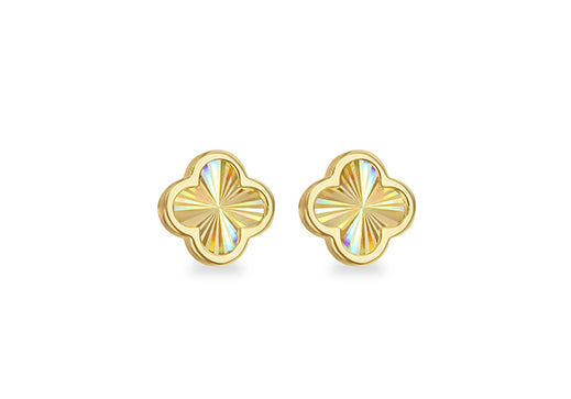 9ct Yellow Gold Rainbow Petal Stud Earrings