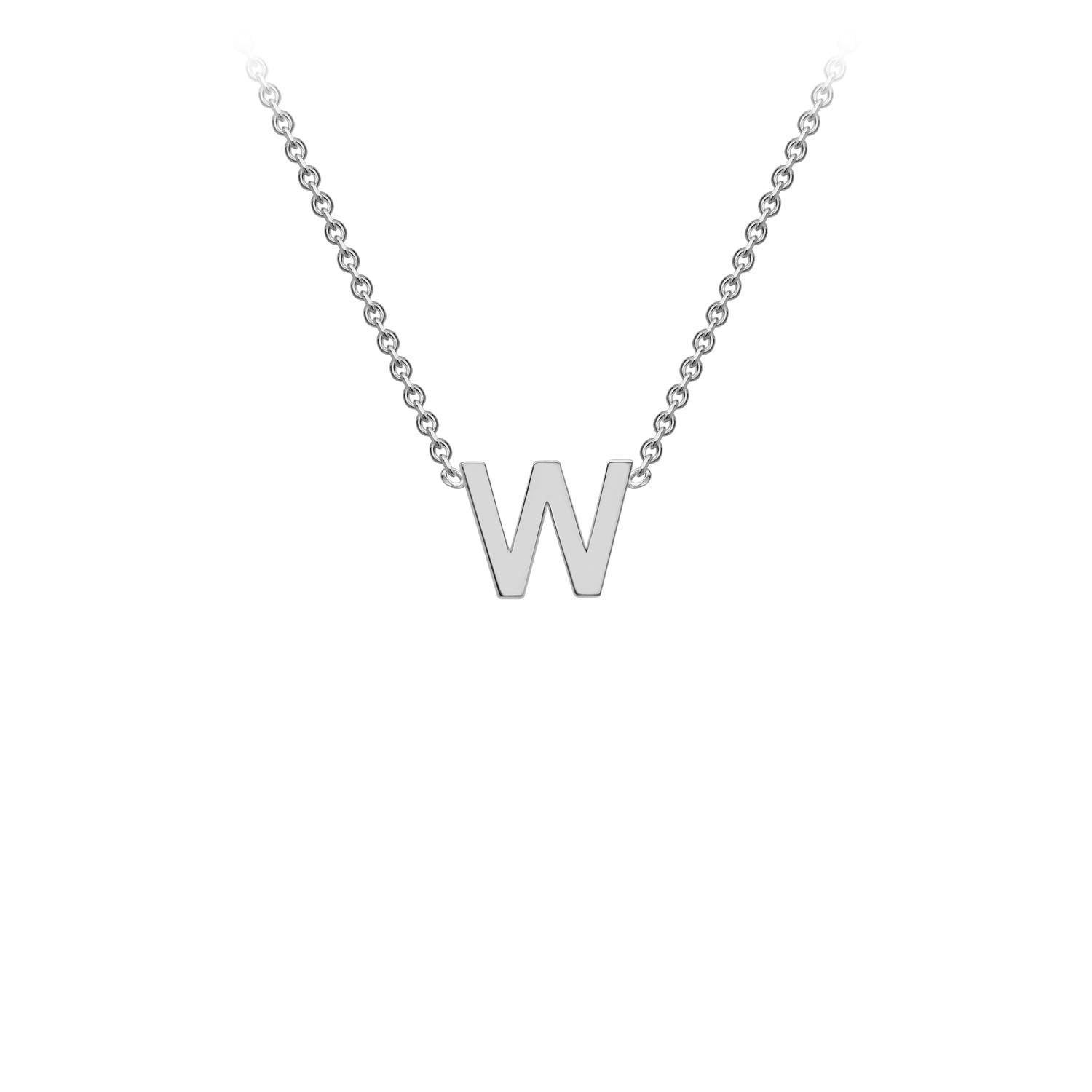 9ct White Gold 'W' Initial Adjustable Letter Necklace 38/43cm