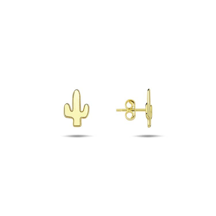 9ct Yellow Gold Cactus Stud Earrings