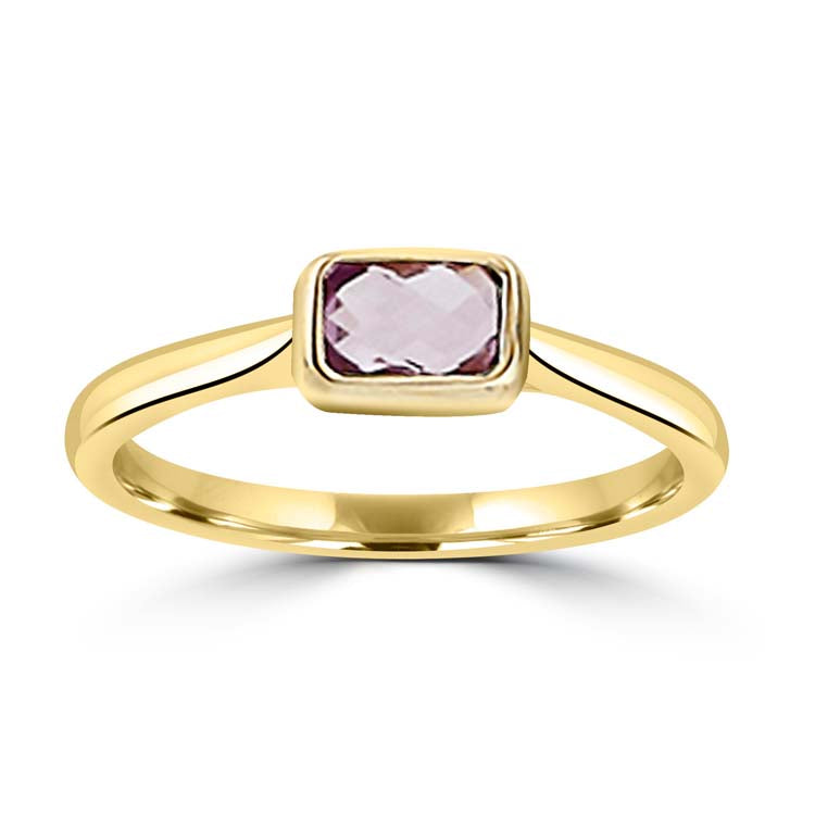 9ct Yellow Gold Faceted Amethyst Ring