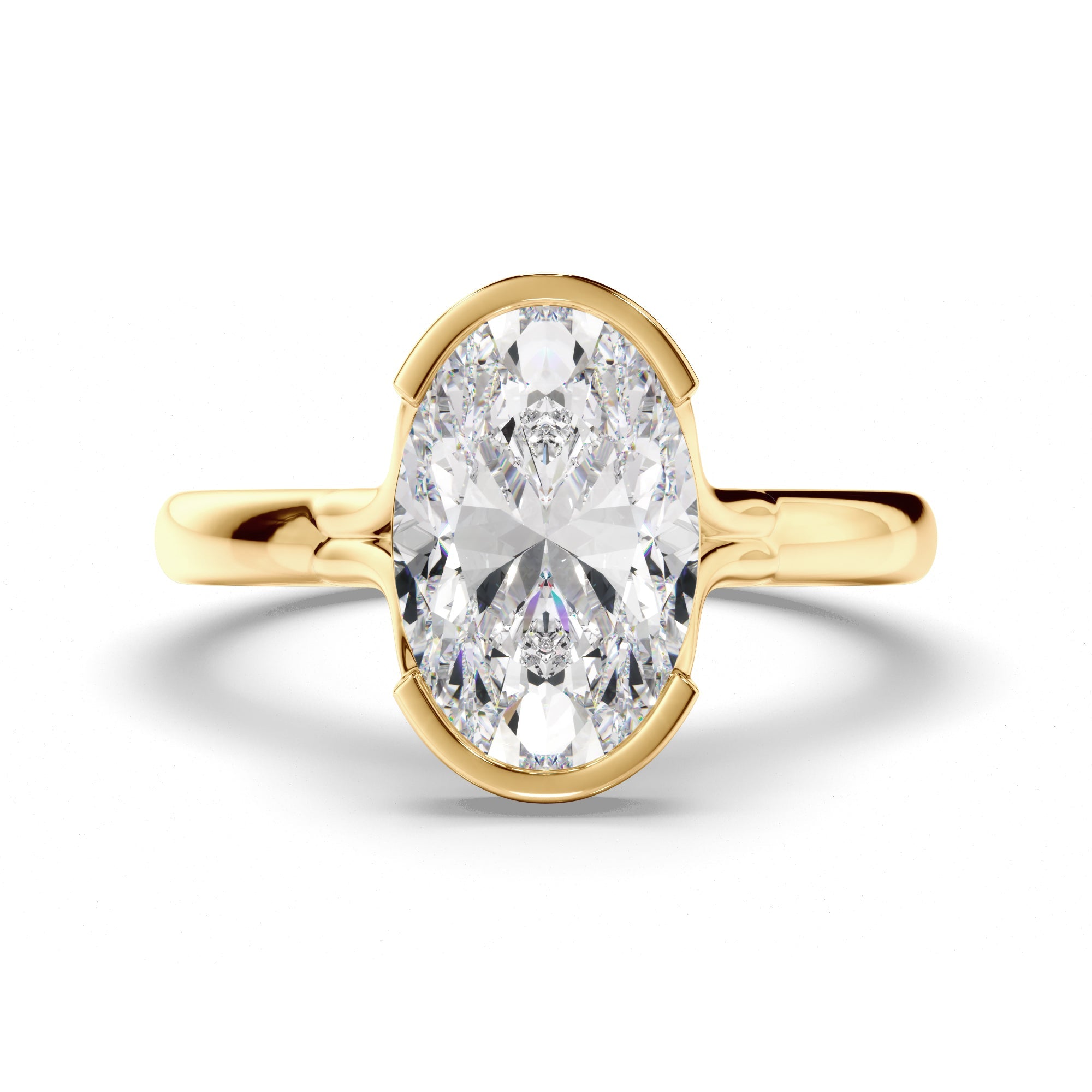 Oval Cut Diamond Half-Bezel Set Engagement Ring