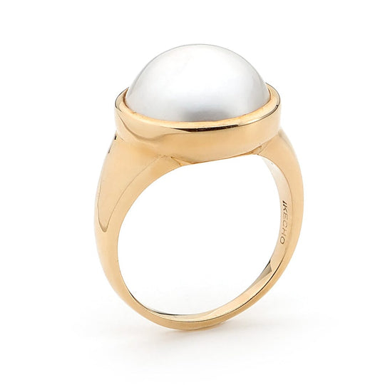 9ct Yellow Gold Cosmic Moon Pearl Ring