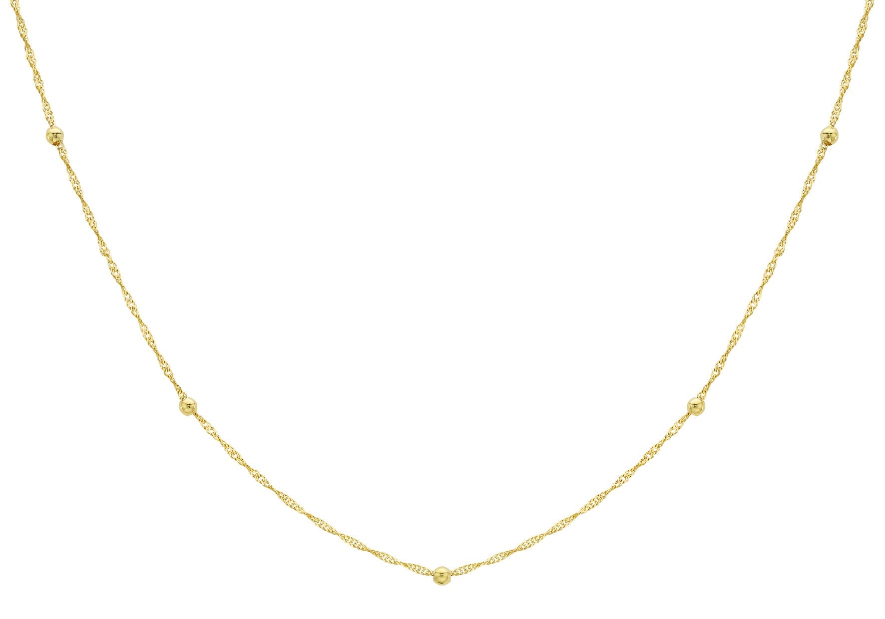 9ct Yellow Gold Solid Ball Twist Necklace 45cm
