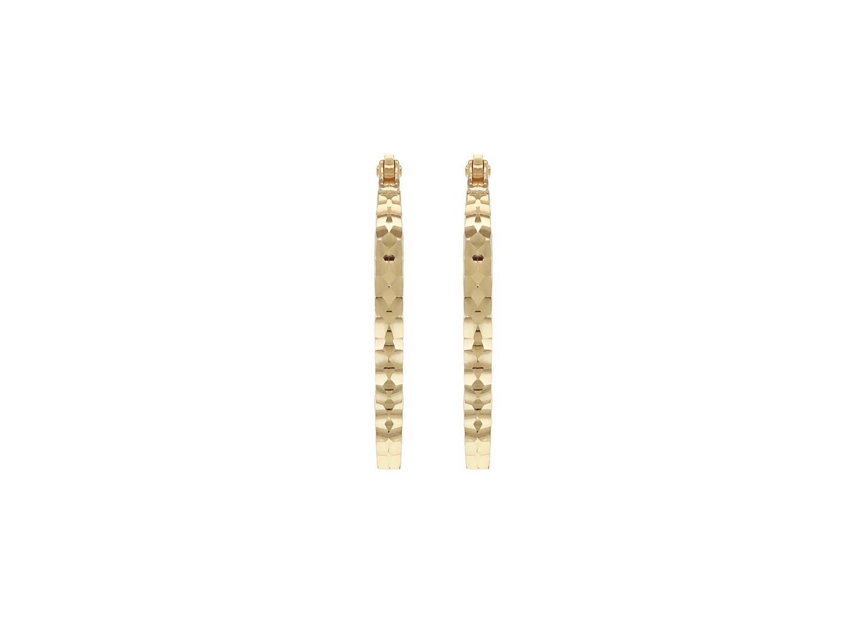 9ct Yellow Gold Hollow Diamond-Cut Med Oval Hoop Earrings