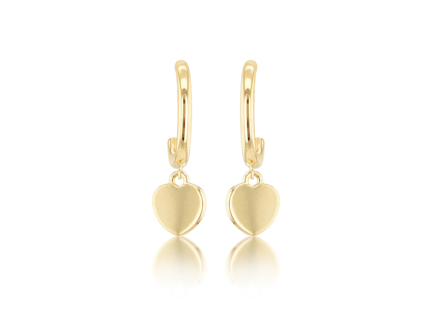 9ct Yellow Gold Heart Drop Earring