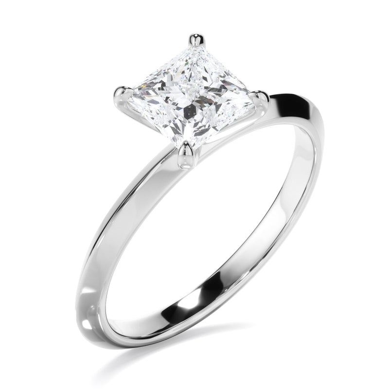 Princess Cut Diamond Solitaire Knife Edge Engagement Ring