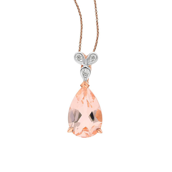 1.1ct Morganite & Diamond Pendant in 9ct Rose Gold