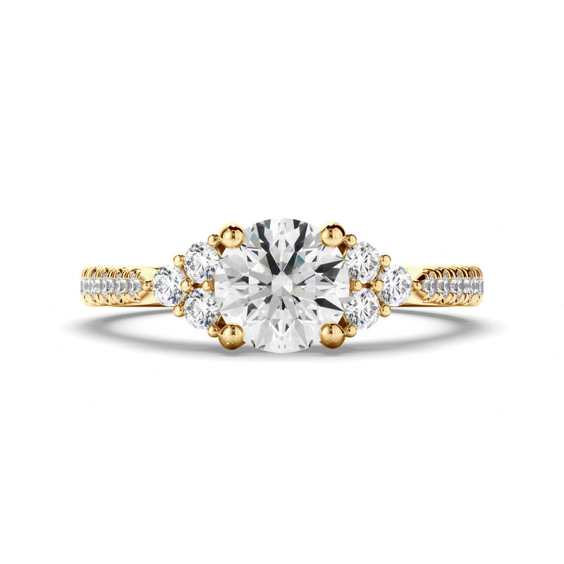 Round Brilliant Cut Diamond Engagement Ring with Diamond Sides