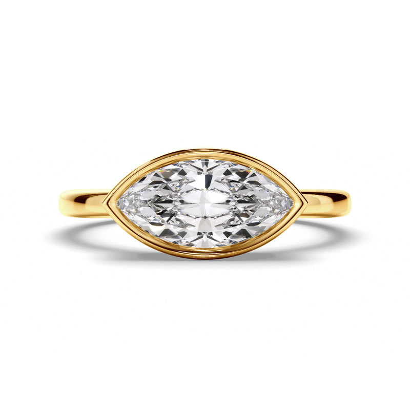 Marquise Cut Diamond Bezel East West Solitaire Engagement Ring