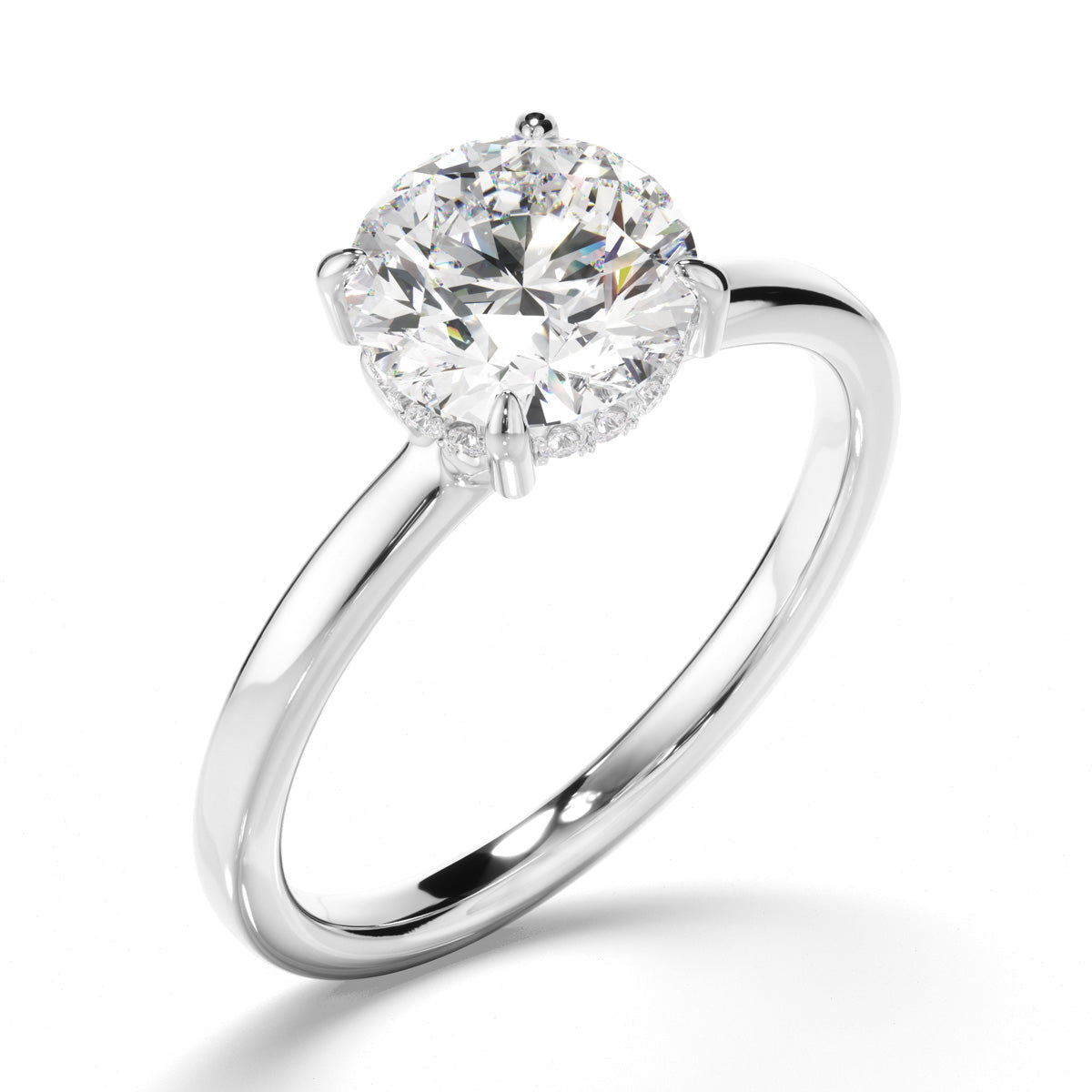 Round Brilliant Cut Diamond Hidden Halo Engagement Ring