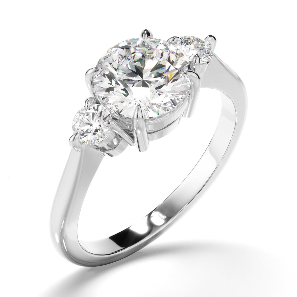 Round Brilliant Cut Diamond Trilogy Engagement Ring