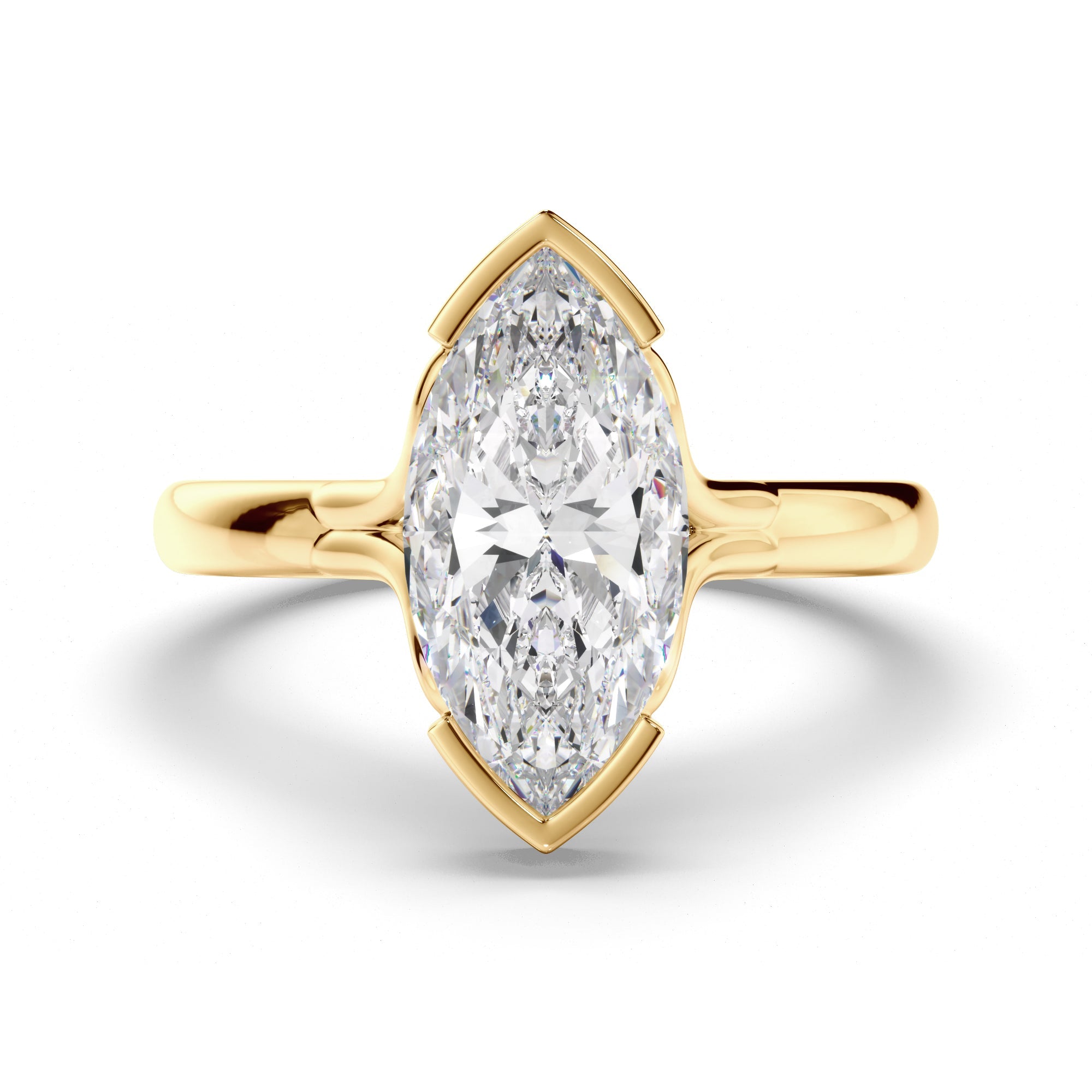 Marquise Cut Diamond Half-Bezel Set Engagement Ring