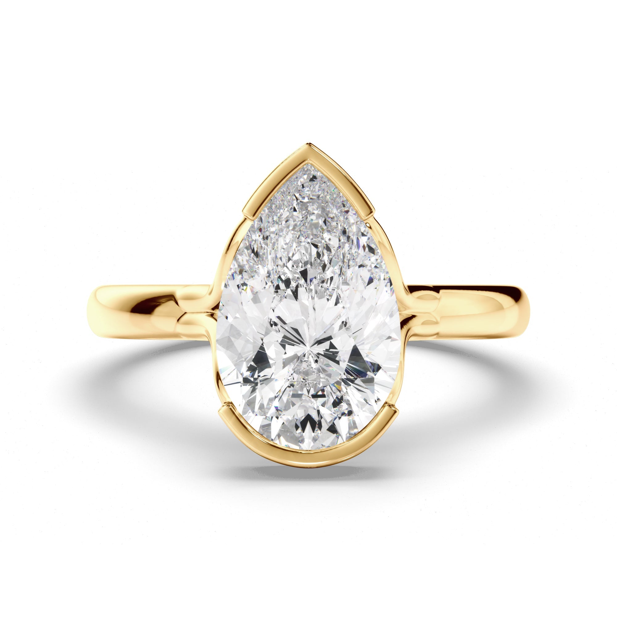 Pear Cut Diamond Half-Bezel Set Engagement Ring
