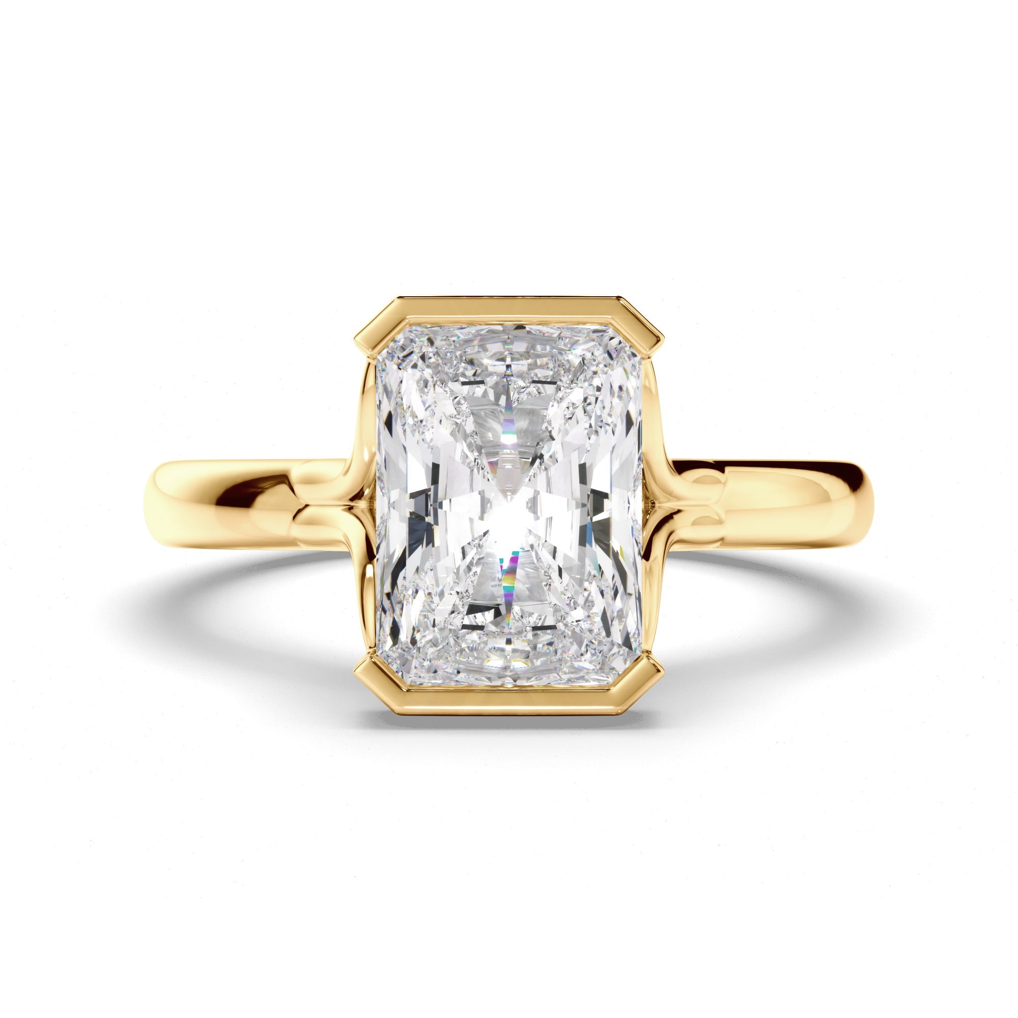 Radiant Cut Diamond Half-Bezel Set Engagement Ring