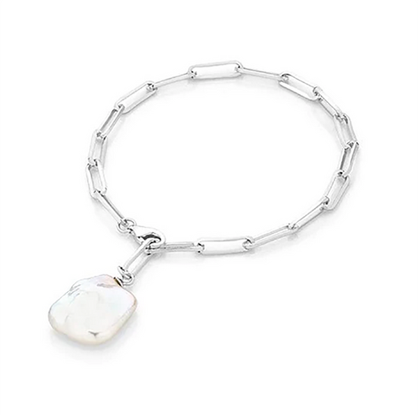 Sterling Silver Regal Links Pearl Bracelet