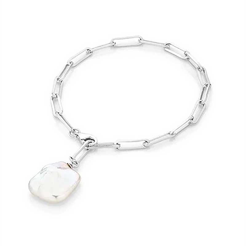 Sterling Silver Regal Links Pearl Bracelet