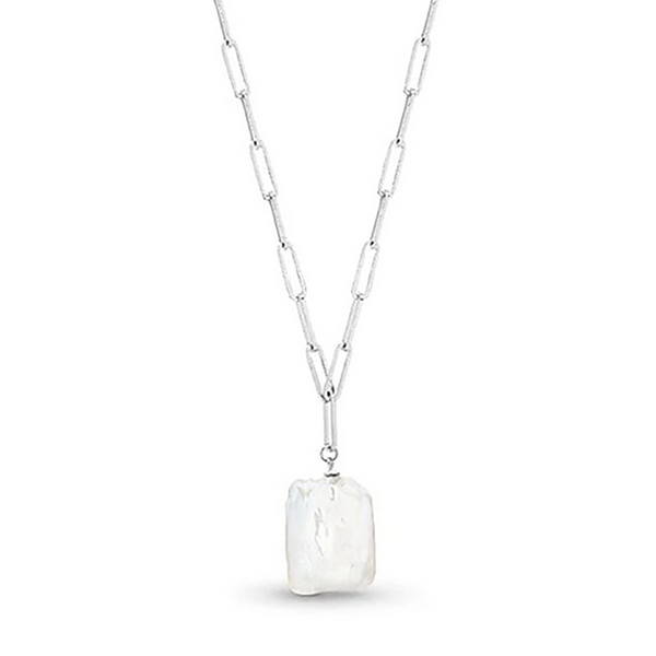 Sterling Silver Regal Links Pearl Necklace
