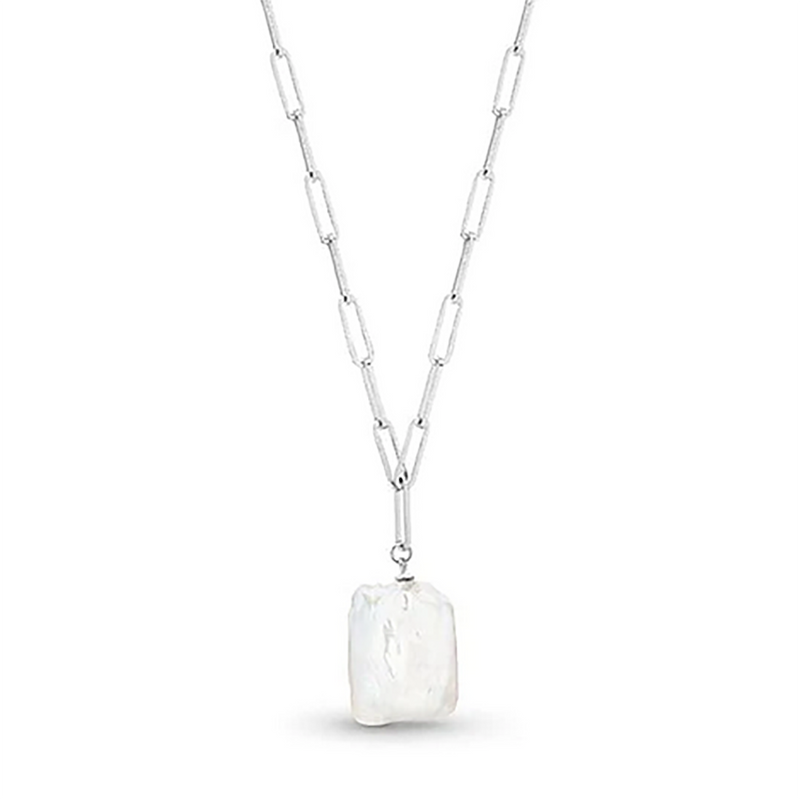 Sterling Silver Regal Links Pearl Necklace