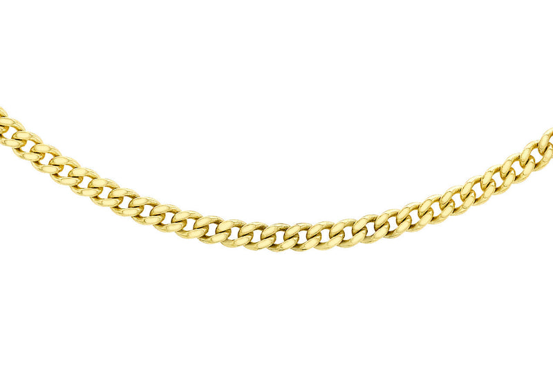 9ct Yellow Gold 30 Diamond Cut Adjustable Curb Chain 41cm-46cm