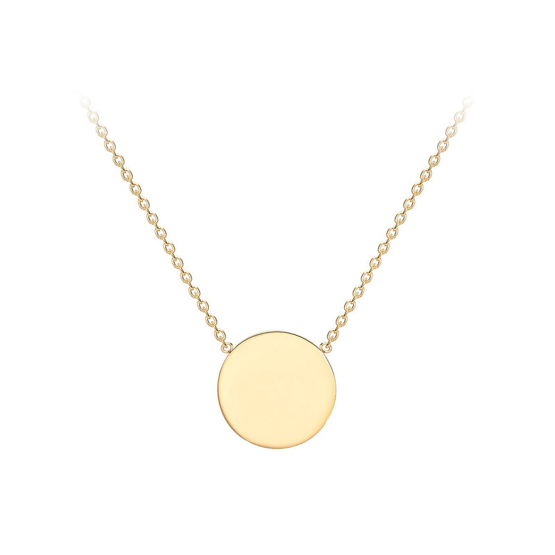 9ct Yellow Gold Solid 10mm Disc Necklace