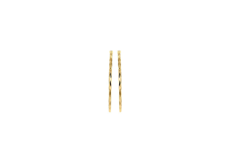 9ct Yellow Gold Diamond Cut Hoop Earrings 42mm