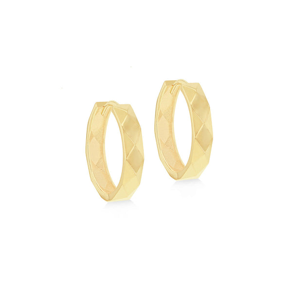 9ct Yellow Gold Hollow Faceted 20mm Hoop Earrings