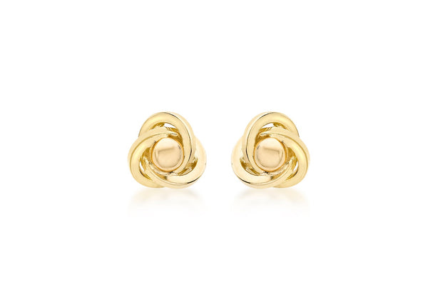 9ct Yellow Gold 5mm Knot Ball Stud Earrings