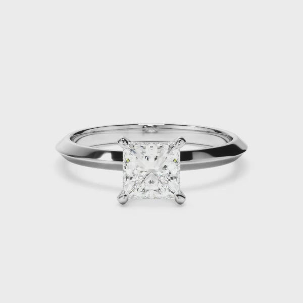 Princess Cut Diamond Solitaire Knife Edge Engagement Ring