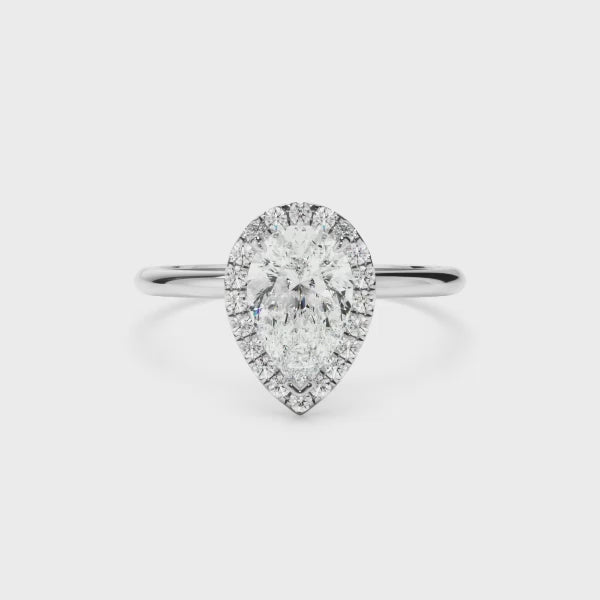 Pear Cut Diamond Halo Engagement Ring