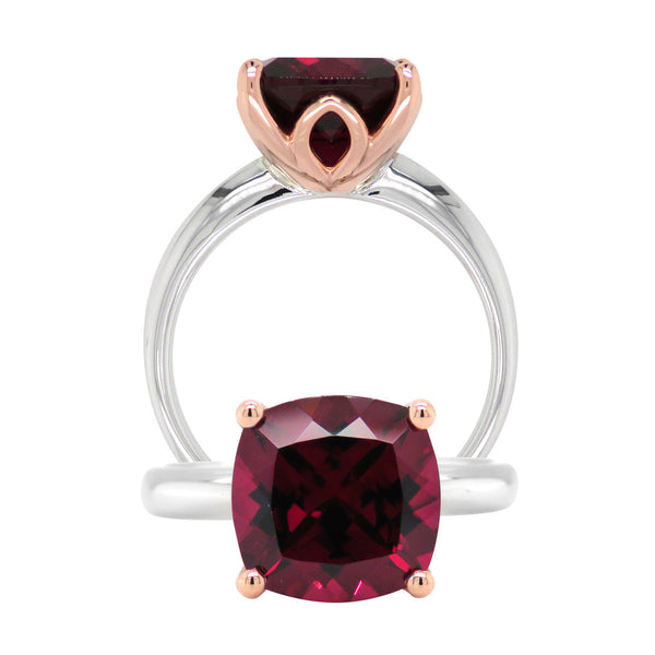 9ct White and Rose Gold Garnet Ring