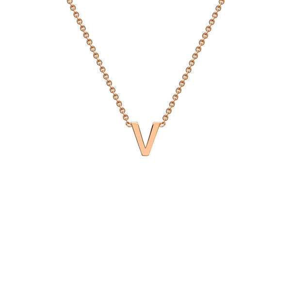 9ct Rose Gold 'V' Initial Adjustable Letter Necklace 38/43cm
