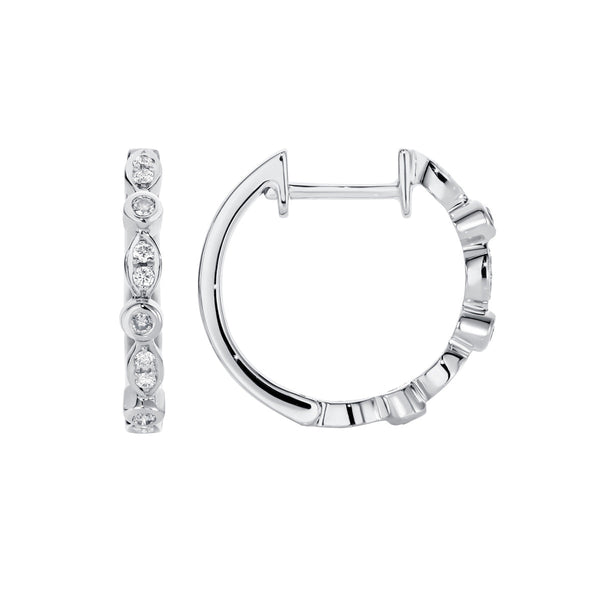 9ct White Gold Hoop Huggie Earrings