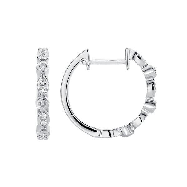 9ct White Gold Diamond Huggie Earrings