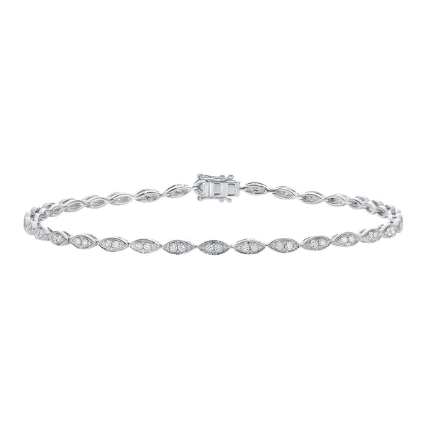 9ct White Gold Diamond Tennis Bracelet