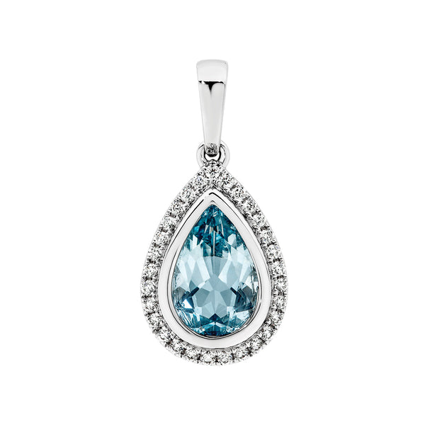 18ct White Gold Aquamarine Diamond Pendant Richardson s Jewellers