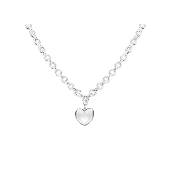 Sterling Silver Belcher Puff Heart Pendant