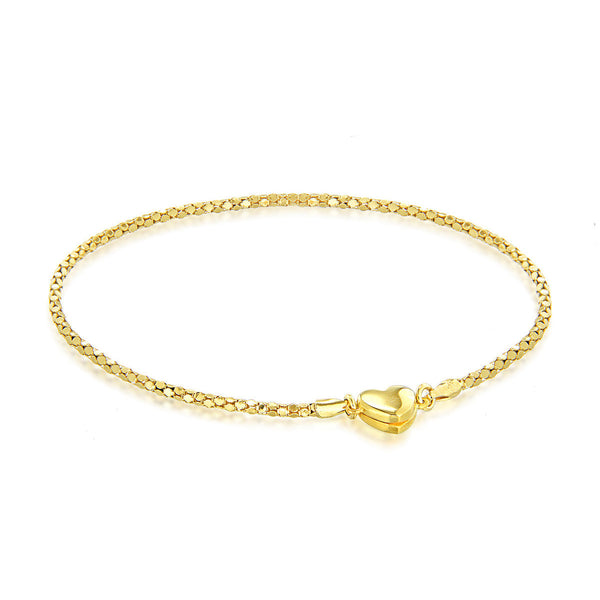 Sterling Silver Yellow Gold Heart Popcorn Bracelet