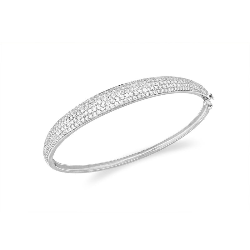 Sterling Silver Rhodium Cubic Zirconia Bangle