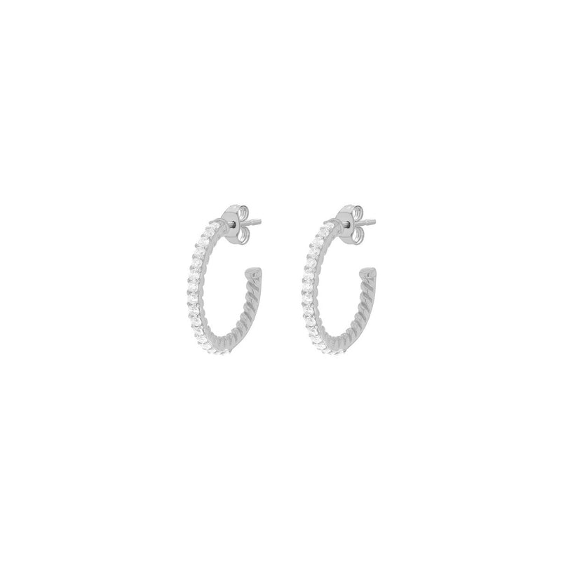 Sterling Silver Cubic Zirconia Half Hoop Earrings