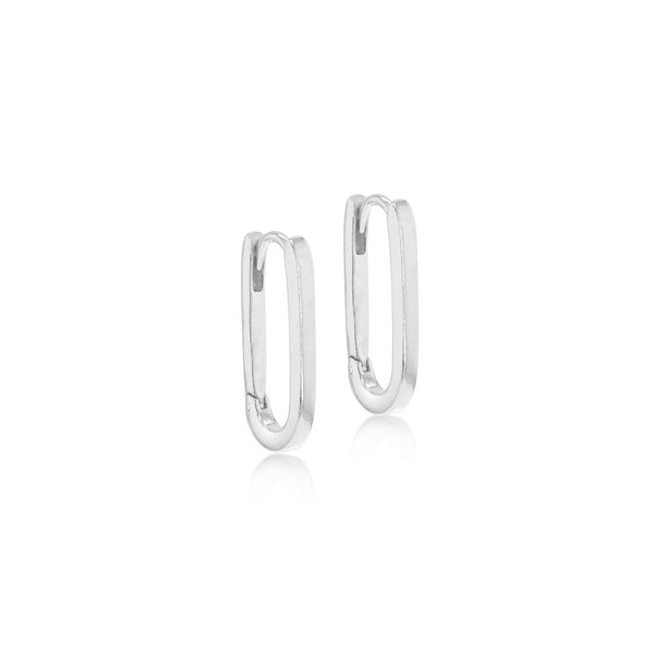 Sterling Silver Rectangle Hoop Earrings
