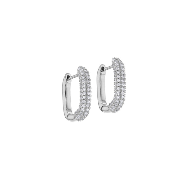 Sterling Silver Rodium Cubic Zirconia Creole Earrings