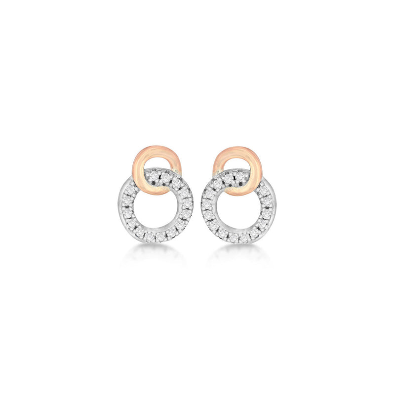Sterling Silver Cubic Zirconia Double Circle Earrings