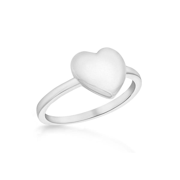 Sterling Silver Rhodium Plain Heart Ring