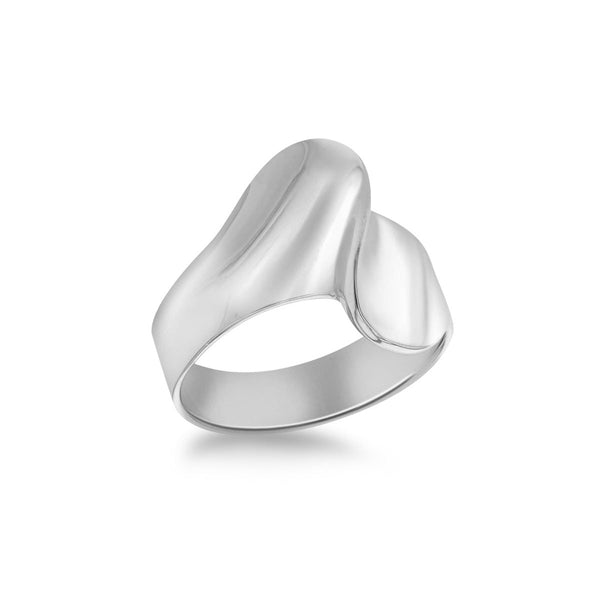 Sterling Silver Rhodium Concave Ring