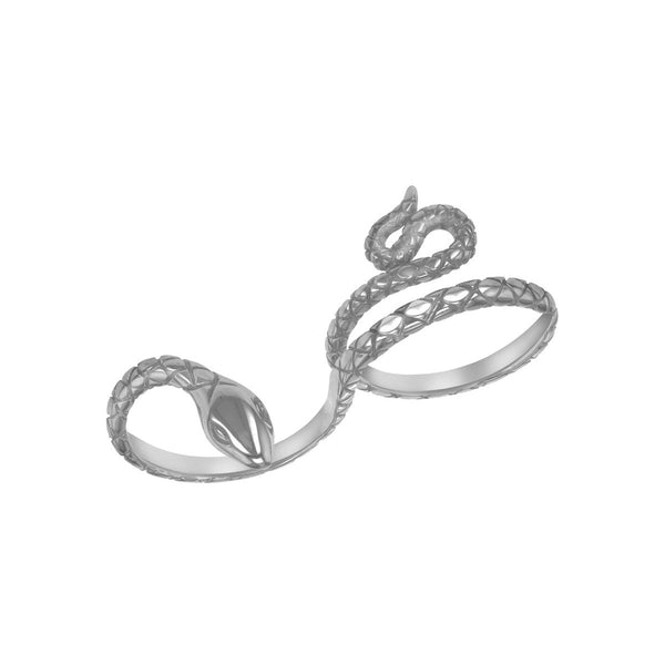 Sterling Silver Rhodium Double Snake Ring