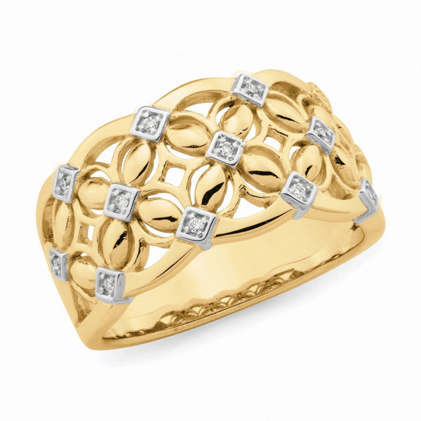 9ct yellow gold 0.05ct diamond dress ring