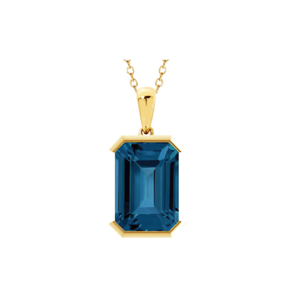 9ct Yellow Gold London Blue Topaz Pendant